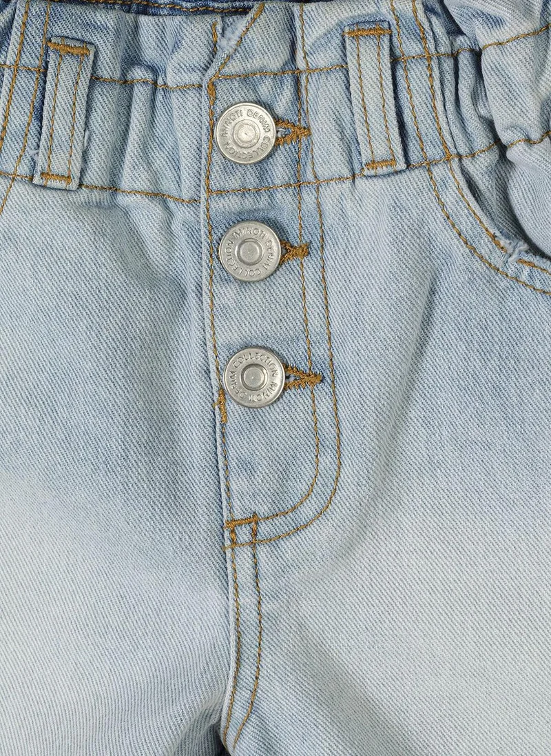 MINOTI Girls 2-pack denim shorts blue and white elastic waist